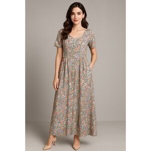 Serengati Dress Womens 1X Floral Pleated Cottagecore Watercolor Indie Shift Midi